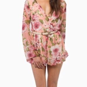 Honey Punch pink floral romper